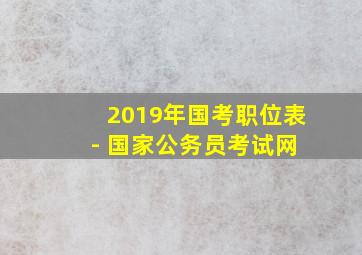 2019年国考职位表 - 国家公务员考试网